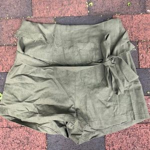LF army green tie shorts